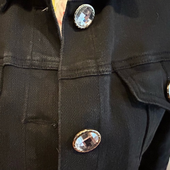 Diane Gilman black Jean jacket with big crystal buttons in excellent condition. - Picture 2 of 4